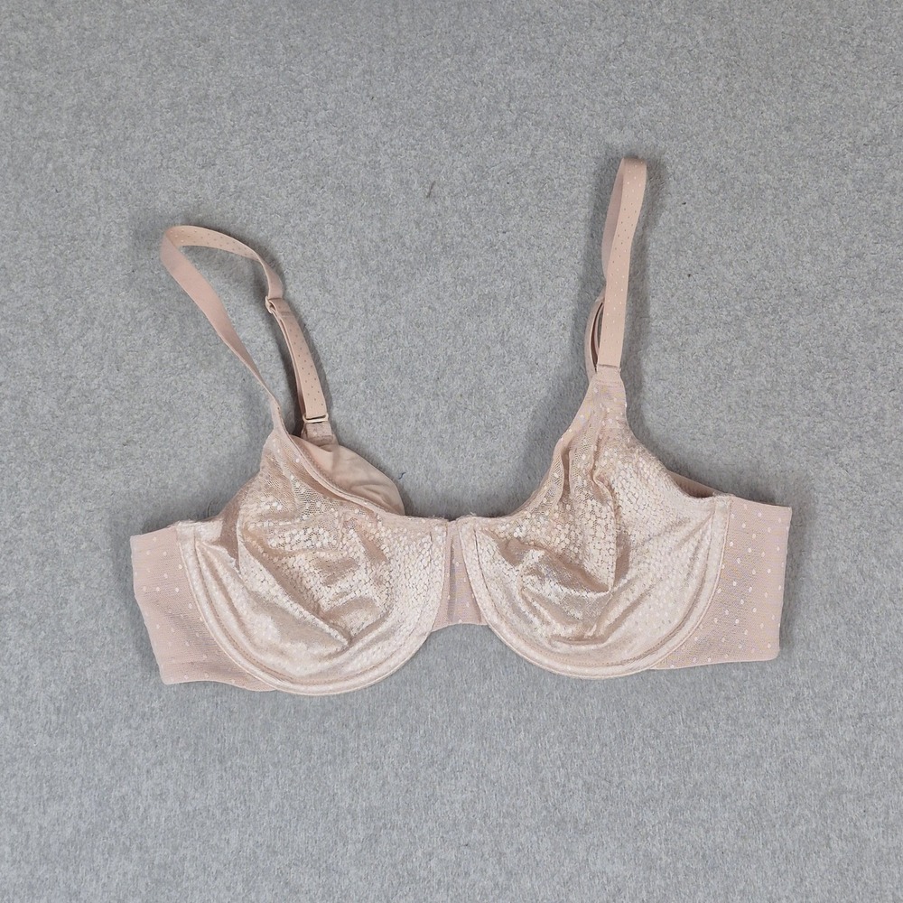 Wacoal Women Bra 36C Beige Polka Dot Adjustable Strap Underwired